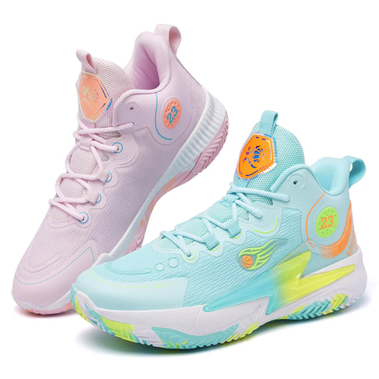 CIERSES Womens Mens Basketball Shoes Breathable Comfortable Lightweight Fashion Athletic Sneakers Non Slip Outdoor Sport Shoes for Unisex Greenpink Size 6